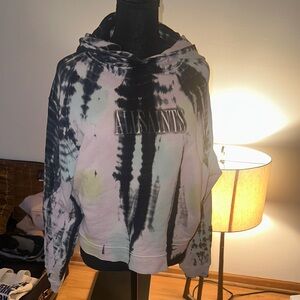 All Saints Black and Pink Tie-Dye Hoodie